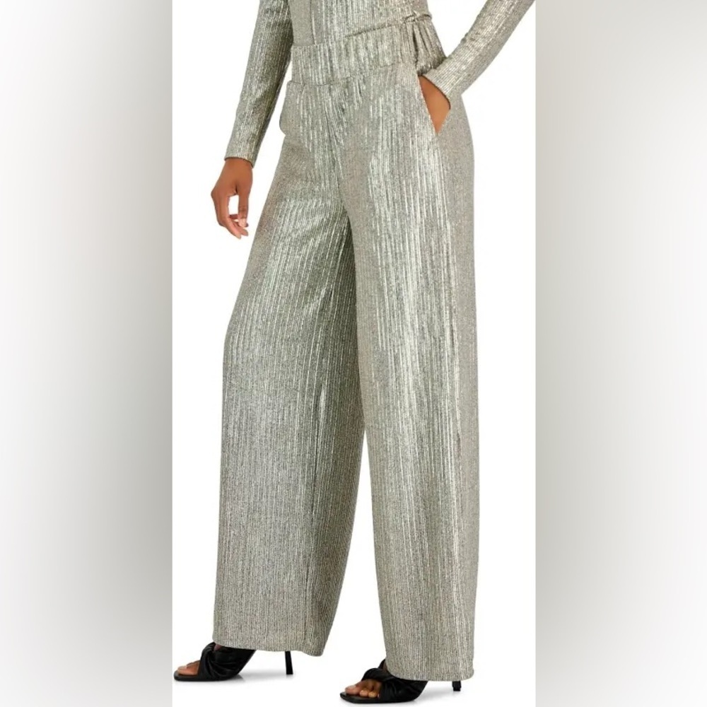 NWOT INC Sparkle Wide Leg Party Pant - Picture 3 of 7